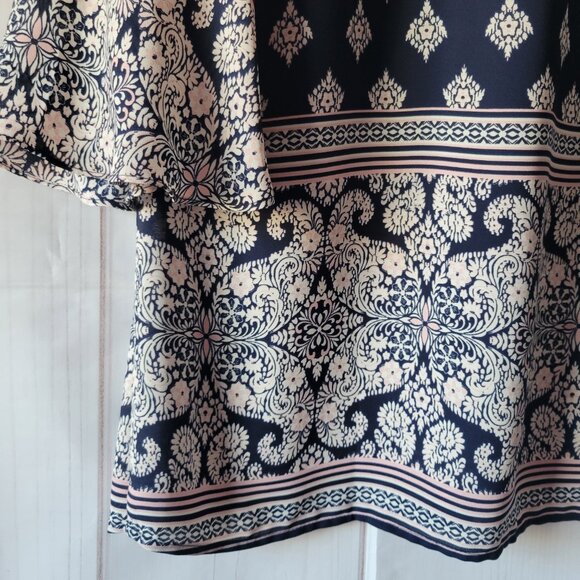 Cato Long Sleeve Midi Dress, L, Blue Multi Color, “Bandana Print”, Bell Sleeve, - Picture 4 of 9